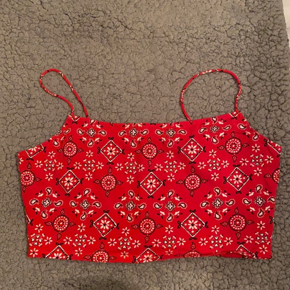 Red Bandanna Print Crop Top ❤️